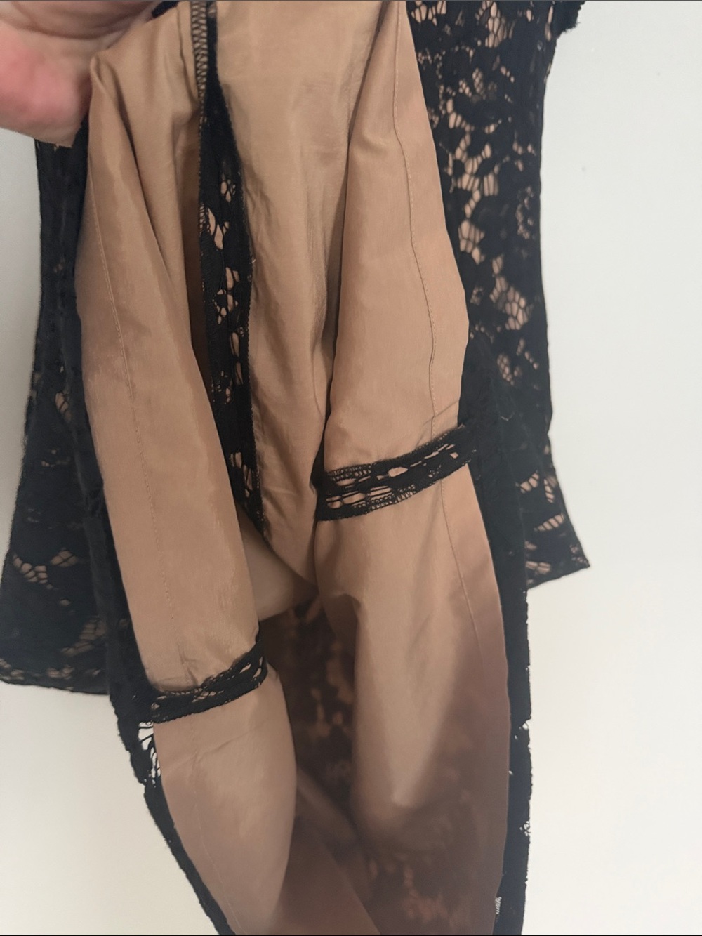 White House Black Market Black Lace Midi Dress with Nude Lining - Picture 5 of 6